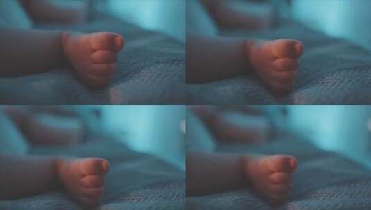 新生儿的小脚丫特写镜头高清在线视频素材下载