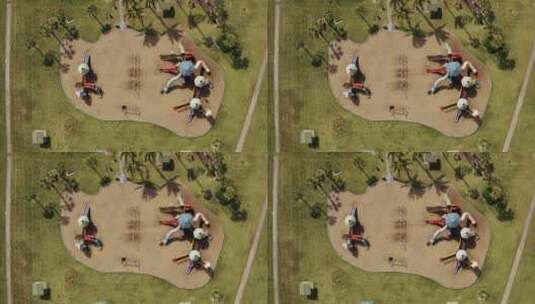 航拍俯视公园游乐场高清在线视频素材下载