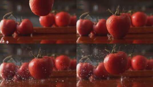 4K高速摄影一个番茄的掉落高清在线视频素材下载