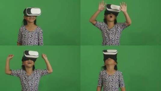 使用虚拟现实的小女孩高清在线视频素材下载