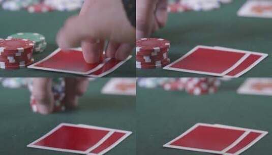 扑克玩家看王牌高清在线视频素材下载