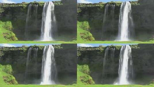 美丽的瀑布从悬崖上落下高清在线视频素材下载