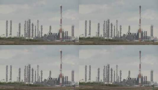 炼油厂的烟囱里冒出火苗高清在线视频素材下载