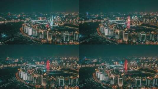 郑东新区cbd夜景航拍延时摄影高清在线视频素材下载