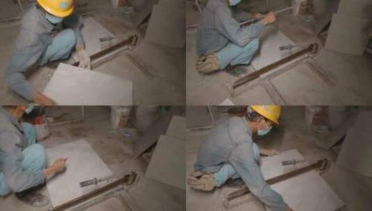 切割瓷砖视频室内装修工地切割地砖高清在线视频素材下载