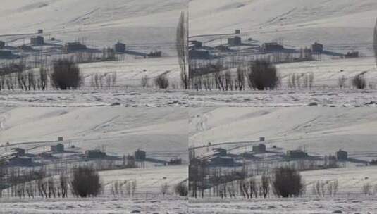 雪景中的村庄高清在线视频素材下载