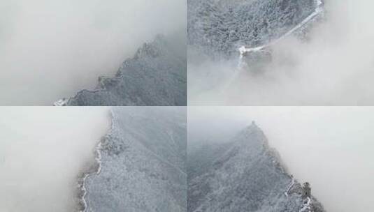 长城冬季雪景下雪航拍合集高清在线视频素材下载