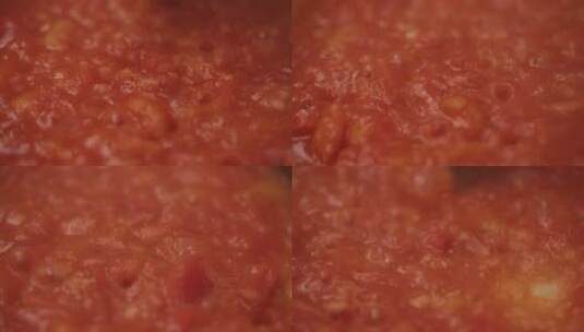 平底锅熬番茄酱高清在线视频素材下载