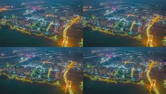 贵港港南夜景航拍高清在线视频素材下载