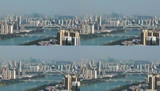 广西南宁城市长焦压缩感航拍高清在线视频素材下载