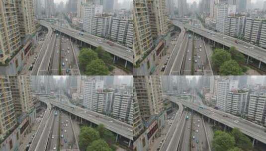 航拍贵阳城市交通高架桥高清在线视频素材下载