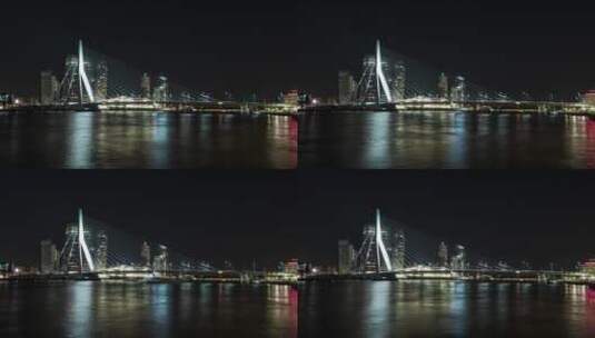 夜间的伊拉斯谟大桥高清在线视频素材下载