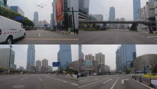 上海封城中的街道建筑路况高清在线视频素材下载