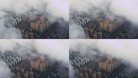 安徽省蚌埠市城市云海航拍高清在线视频素材下载