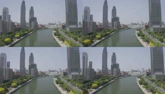 李公楼桥航拍 天津站周边 天津海河高清在线视频素材下载
