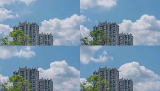 安徽省黄山市屯溪区夏日城市天空延时高清在线视频素材下载