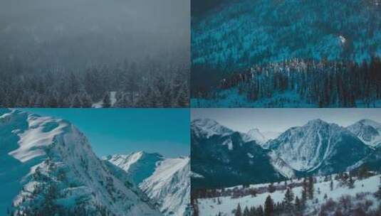 冬季雪景风景山脉雪山滑雪雪地东北大森林高清在线视频素材下载