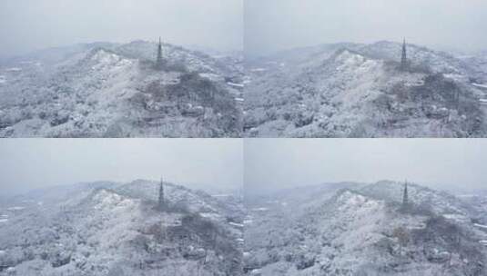 保俶塔 雪景 航拍 西湖 断桥高清在线视频素材下载