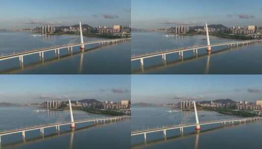 深圳湾大桥日出顺光高清在线视频素材下载