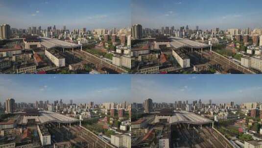 武昌火车站航拍高清在线视频素材下载