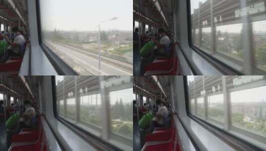 16号线地铁行驶窗外高清在线视频素材下载