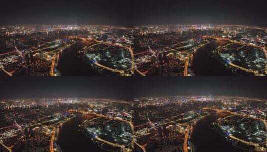 黄浦江夜景航拍空镜高清在线视频素材下载