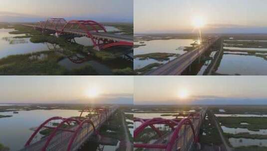 阅海大桥湿地航拍 4K高清在线视频素材下载