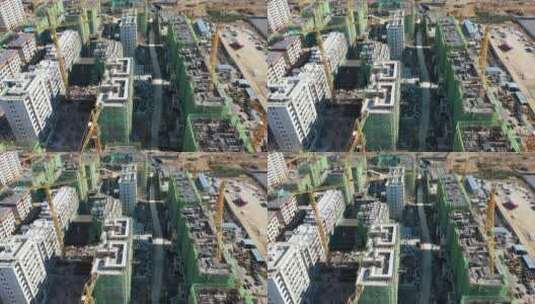 航拍建筑工地楼盘施工建设高清在线视频素材下载