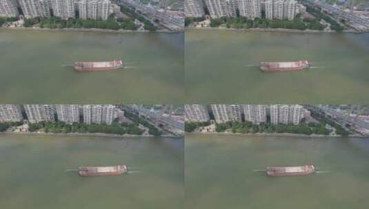 广州三支香水运航拍航道船只高清在线视频素材下载