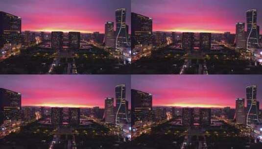杭州钱江新城夜景航拍高清在线视频素材下载