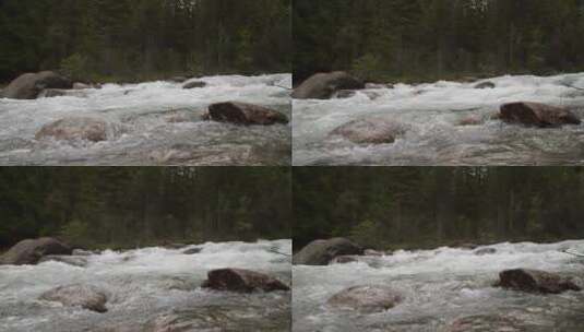 湍急河流冲刷着石头高清在线视频素材下载