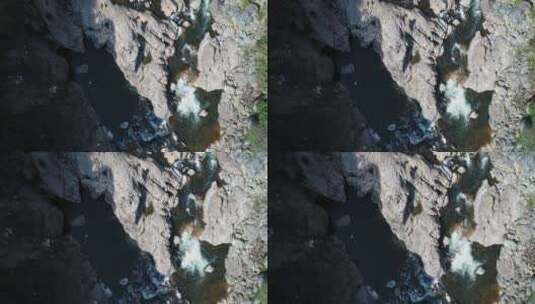 俯瞰怪石嶙峋的小河高清在线视频素材下载
