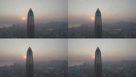 深圳日出城市高楼航拍高清在线视频素材下载
