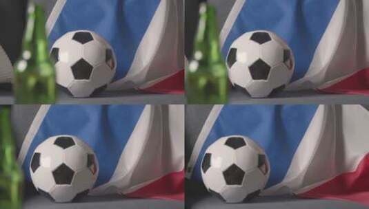 沙发上的法国国旗和足球高清在线视频素材下载