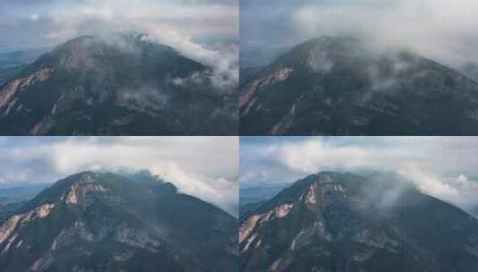 4K长江三峡之巅高大山峰耸立云雾缭绕延时高清在线视频素材下载