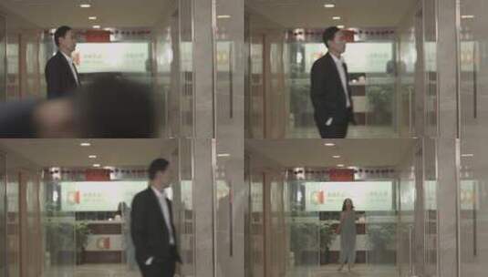 女人尾随男人进入电梯高清在线视频素材下载