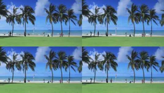 三亚椰梦长廊，海岸线，大海高清在线视频素材下载