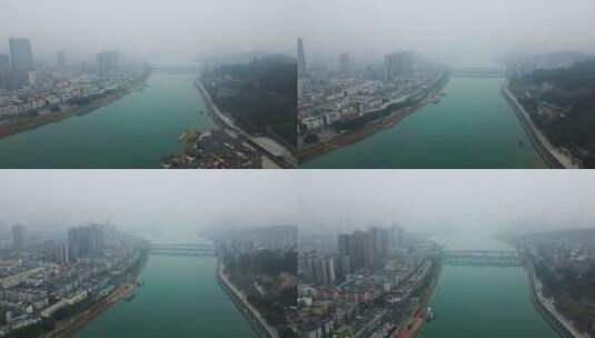广元城市冬季航拍风光高清在线视频素材下载