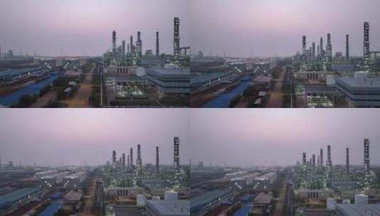 夕阳下的石油化工厂高清在线视频素材下载