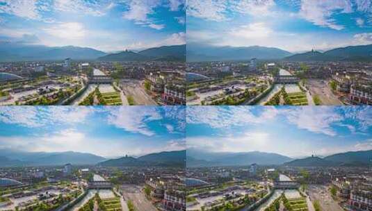 都江堰城区全景蓝天白云延时8K高清在线视频素材下载