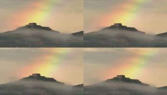 中国万里长城美丽彩虹气势磅礴高清在线视频素材下载