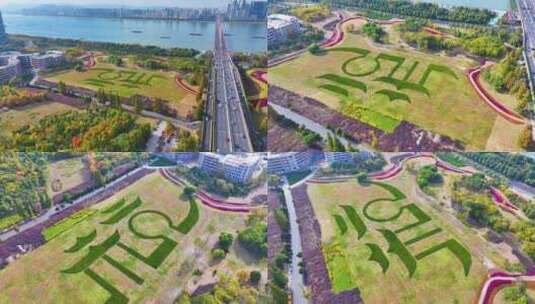 杭州滨江区杭州标志航拍城市风景风光高清在线视频素材下载