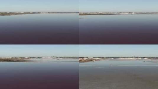 快速飞过湖走向盐场在拉斯萨利纳斯在托雷维高清在线视频素材下载