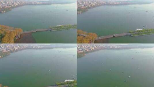 杭州西湖断桥残雪航拍高清在线视频素材下载