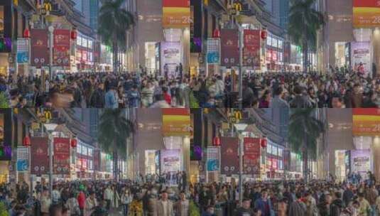 8K深圳东门步行街延时3高清在线视频素材下载