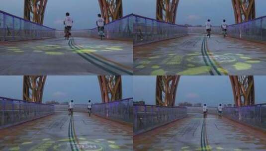 成都环城绿道 骑车 散步滑板绿道跑步高清在线视频素材下载