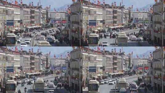 西藏风光，车流，城市街道高清在线视频素材下载