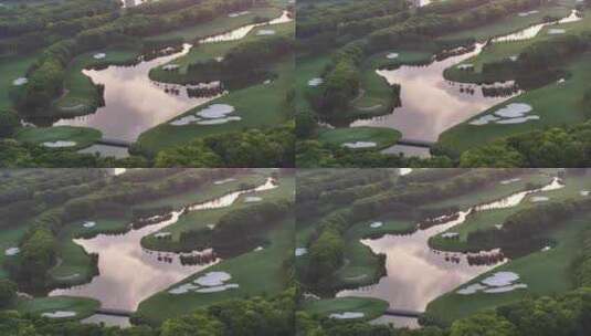 九桥高尔夫球场航拍高清在线视频素材下载