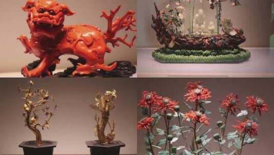 故宫文物展 珊瑚文物藏品 文化传播高清在线视频素材下载