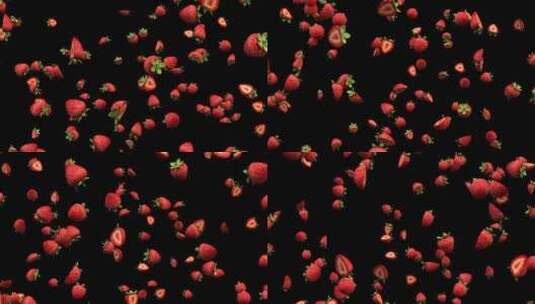 掉落的草莓在阿尔法上循环高清在线视频素材下载
